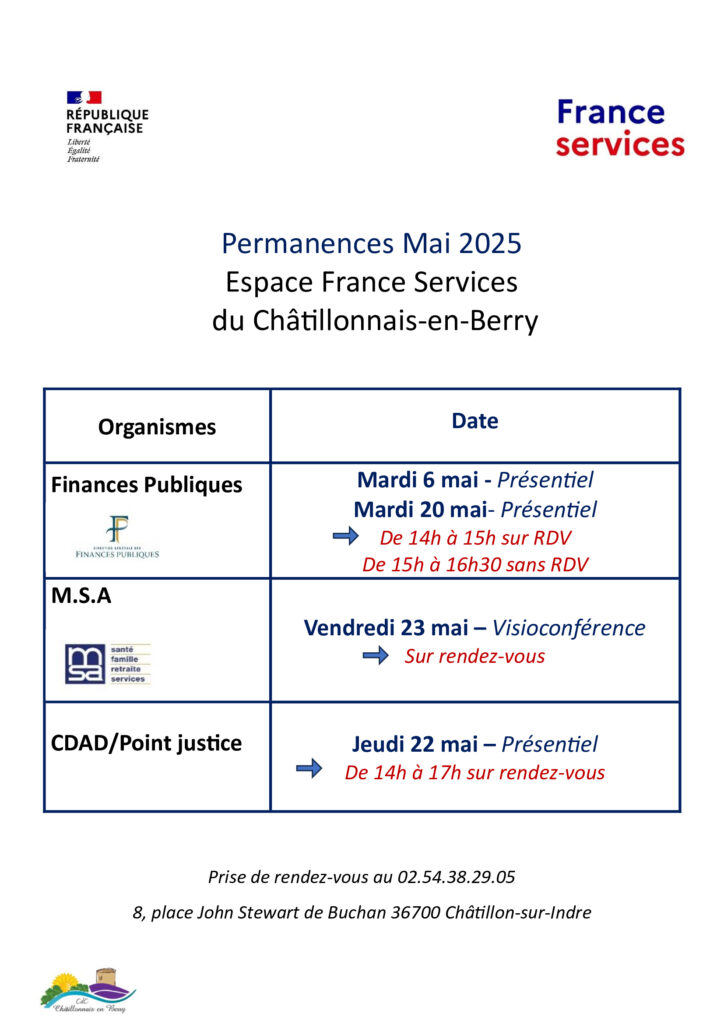 Permanence du mois de mai à l'Espace France Services